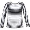 Sunny Fashion Girls T-Shirt Striped School Uniform Size 4-12(Top Only)