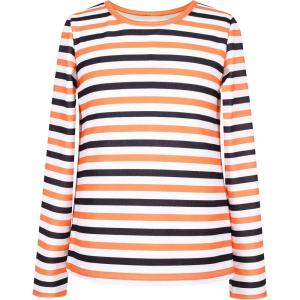 Sunny Fashion Girls T-Shirt Striped School Uniform Size 4-12(Orange Stripped Shirt)