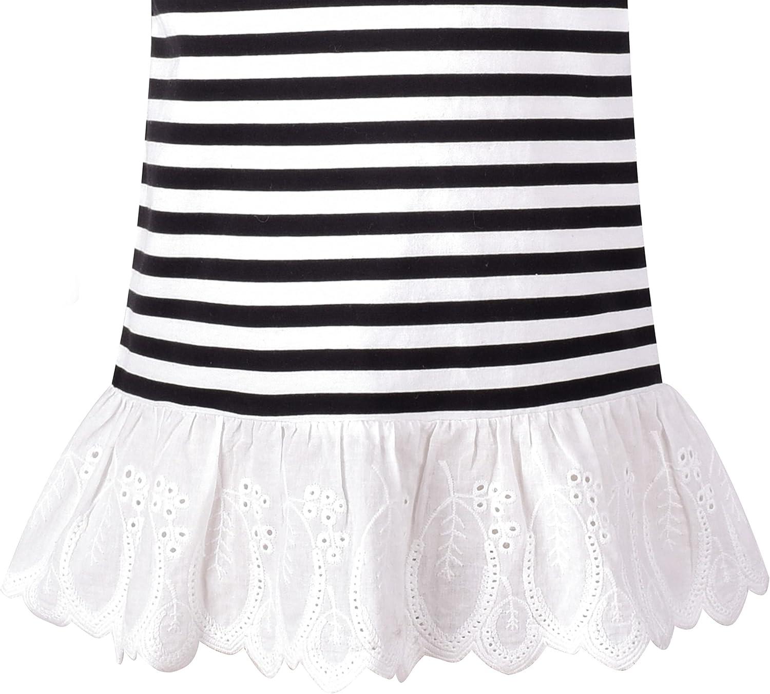 imageSunny Fashion Girls Casual Dress Cotton Long Sleeve Kite Cloud EmbroideredBlack