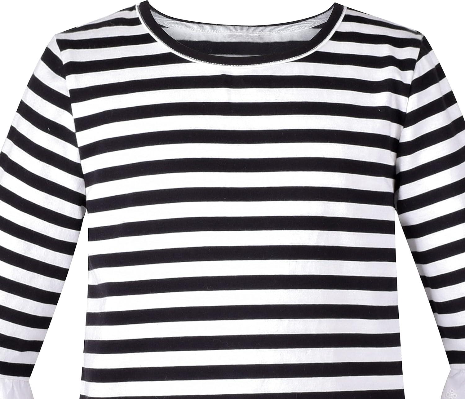 imageSunny Fashion Girls Casual Dress Cotton Long Sleeve Kite Cloud EmbroideredBlack