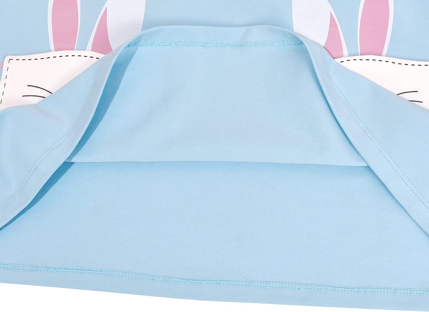 imageSunny Fashion Girls Casual Dress Cotton Long Sleeve Kite Cloud EmbroideredBlue Bunny