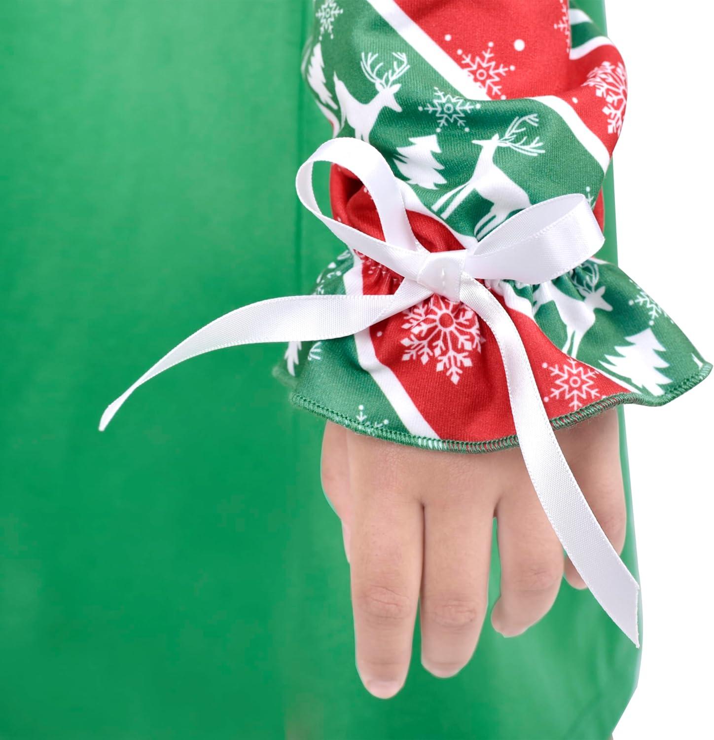 imageSunny Fashion Girls Casual Dress Cotton Long Sleeve Kite Cloud EmbroideredGreen Candy Cane