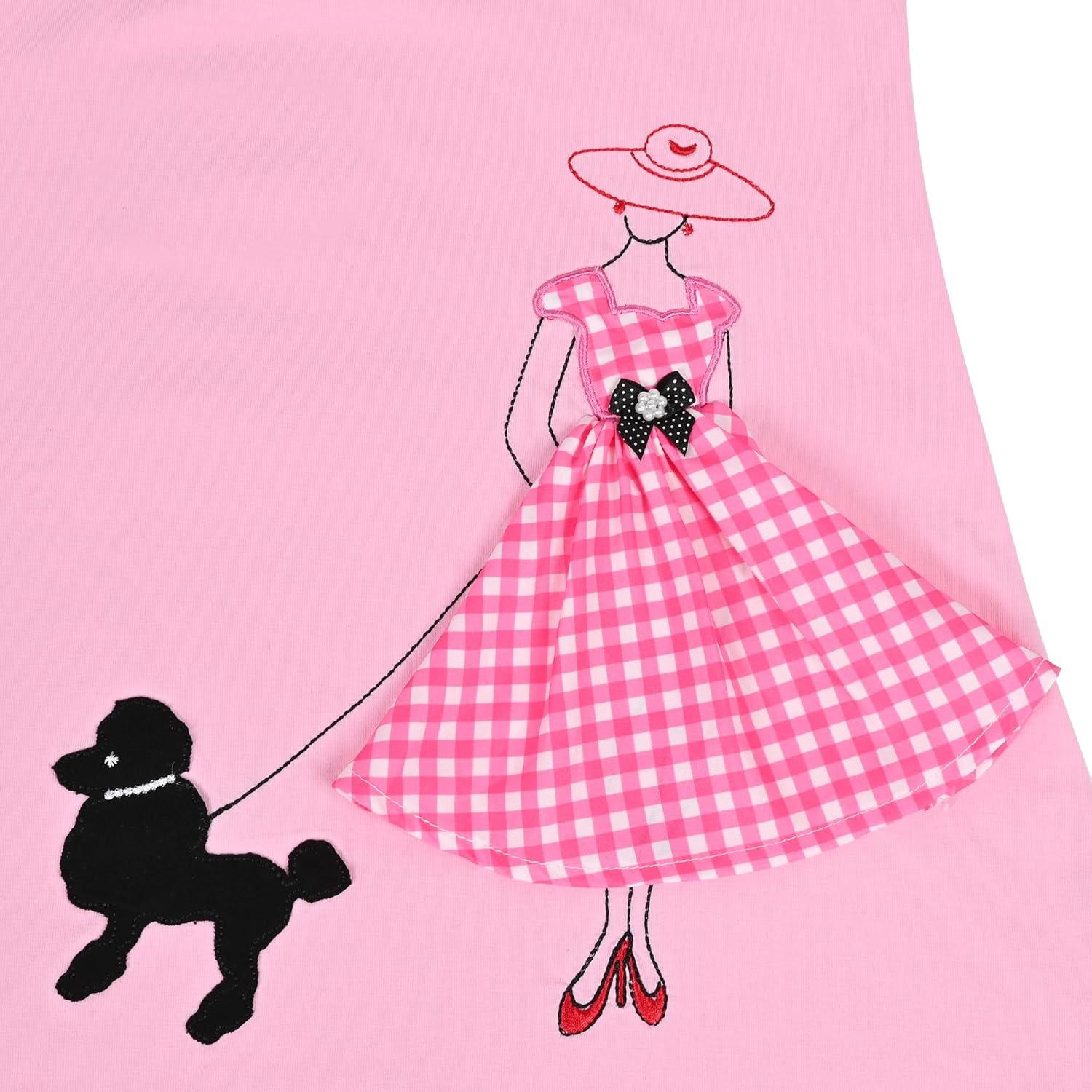 imageSunny Fashion Girls Casual Dress Cotton Long Sleeve Kite Cloud EmbroideredPink Lady