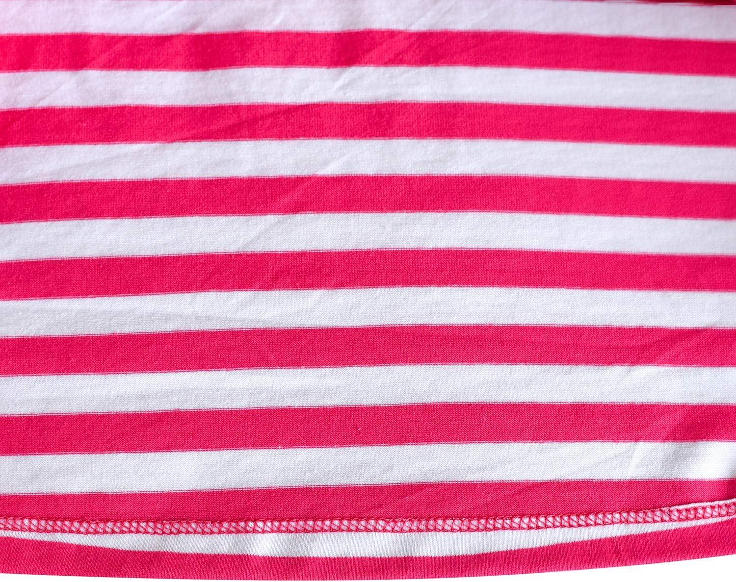 imageSunny Fashion Girls Casual Dress Cotton Long Sleeve Kite Cloud EmbroideredPink Stripes