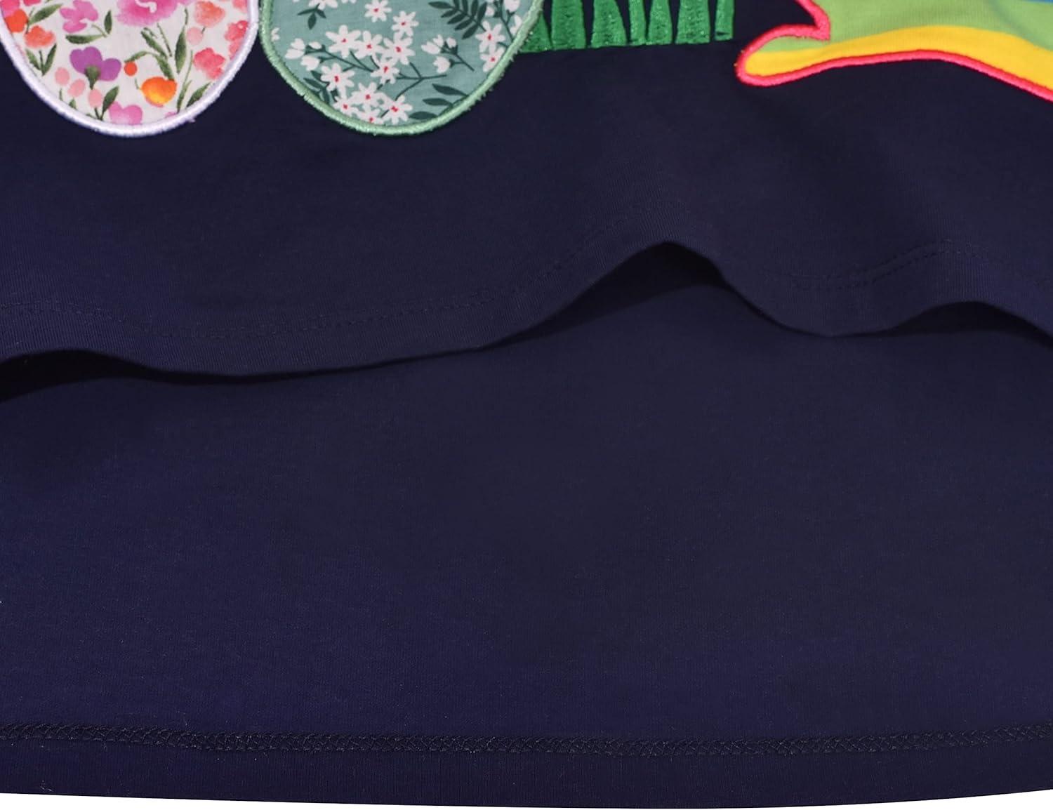 imageSunny Fashion Girls Casual Dress Cotton Long Sleeve Kite Cloud EmbroideredRainbow Bunny