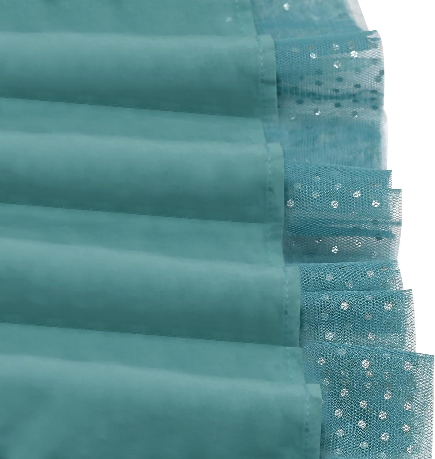 imageSunny Fashion Girls Dress Beige Cream Sequin Heart Butterfly Tulle Skirt Long SleeveBluish Green