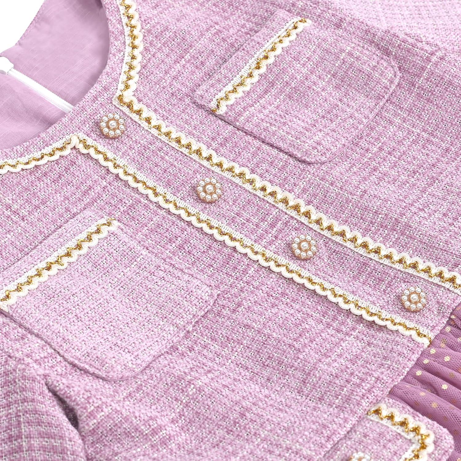 imageSunny Fashion Girls Dress Beige Cream Sequin Heart Butterfly Tulle Skirt Long SleeveLight Purple