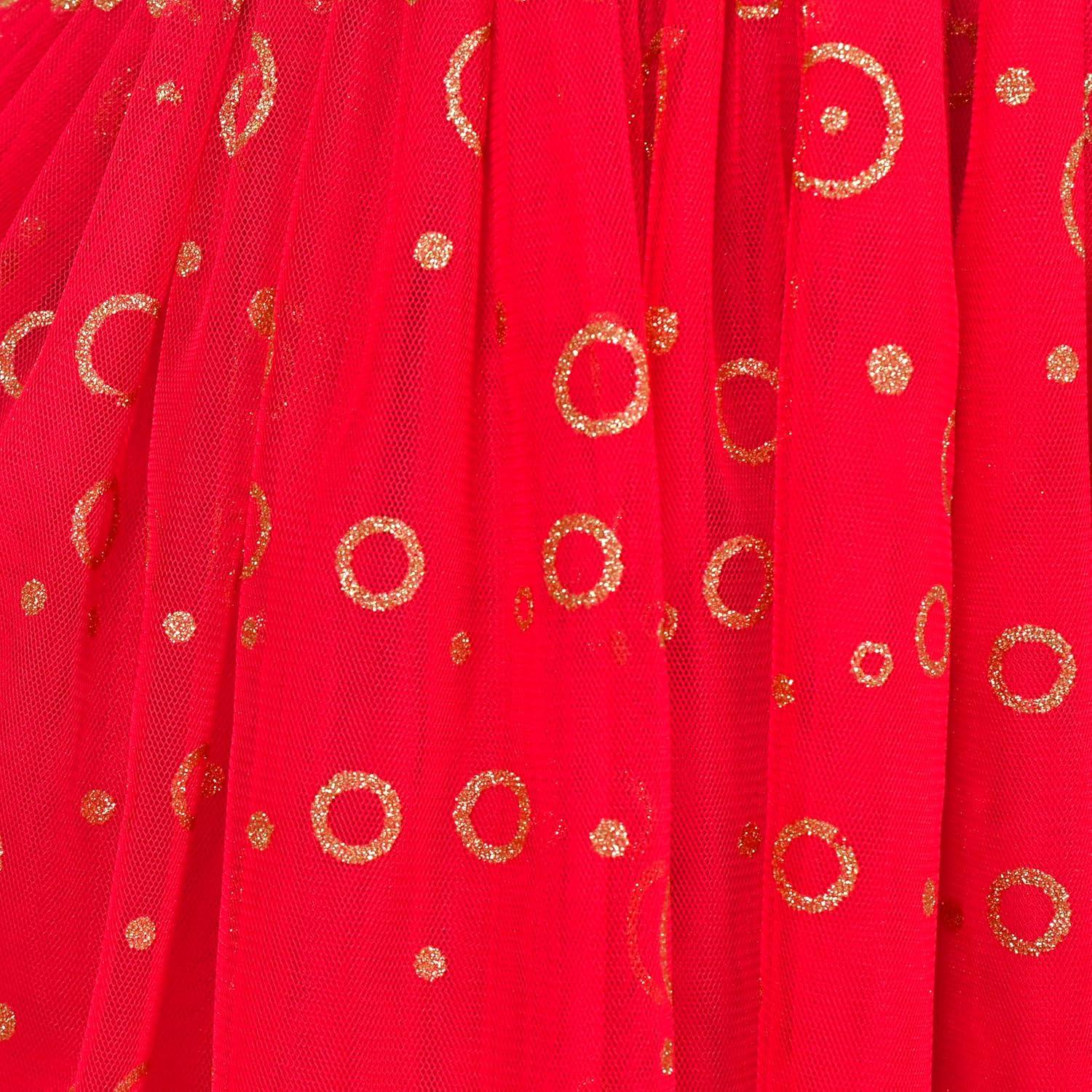 imageSunny Fashion Girls Dress Beige Cream Sequin Heart Butterfly Tulle Skirt Long SleeveRed Circle