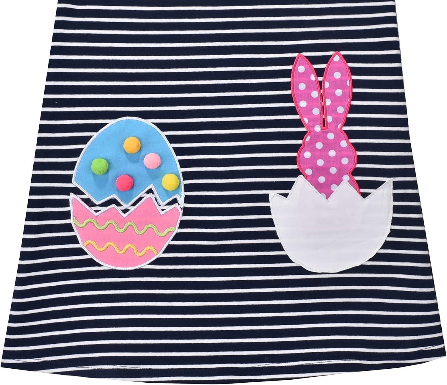 imageSunny Fashion Girls Dress Colorful Daisy Flower Rainbow Long Sleeve CottonBlue Easter Egg