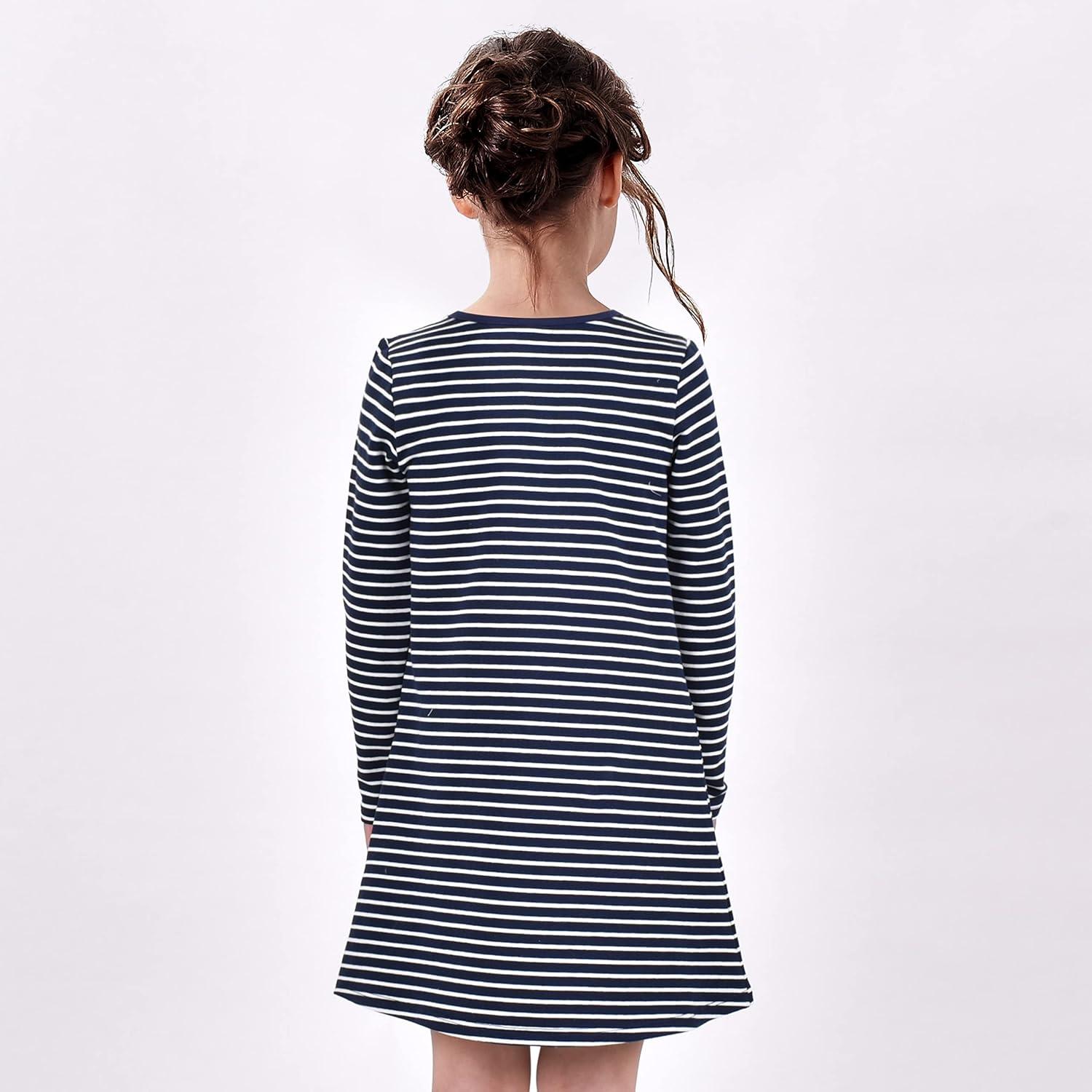 imageSunny Fashion Girls Dress Colorful Daisy Flower Rainbow Long Sleeve CottonBlue Easter Egg