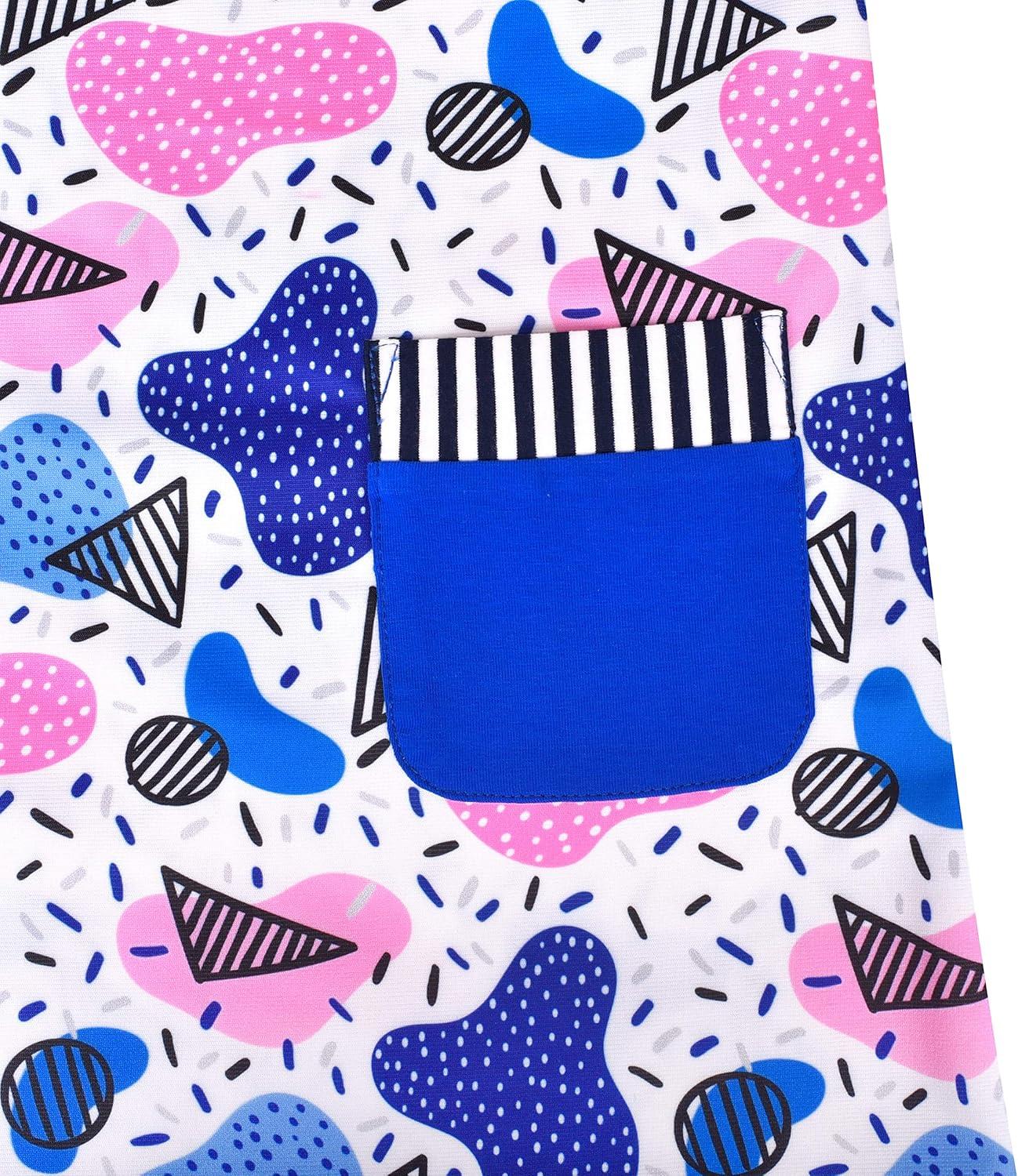 imageSunny Fashion Girls Dress Colorful Daisy Flower Rainbow Long Sleeve CottonBlue Pocket