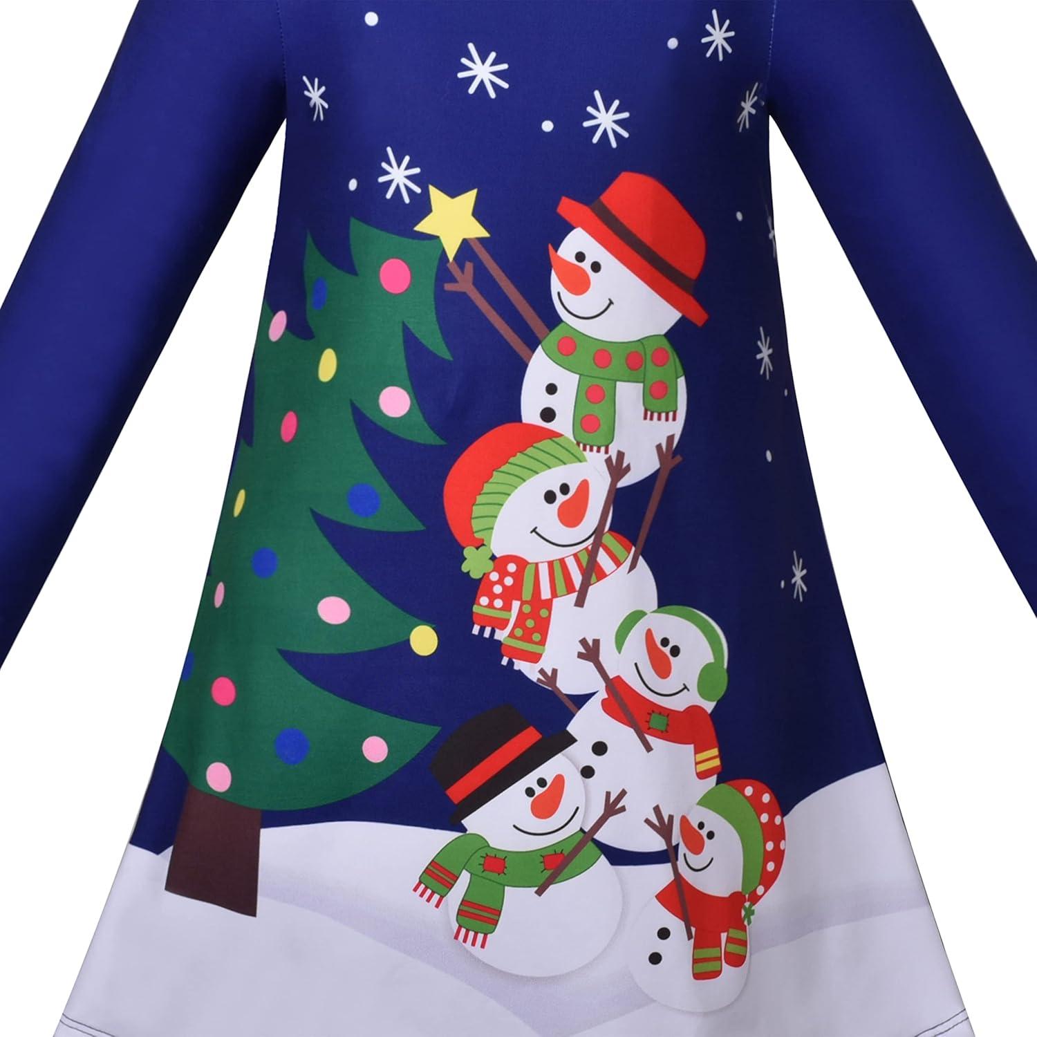 imageSunny Fashion Girls Dress Colorful Daisy Flower Rainbow Long Sleeve CottonNight Blue