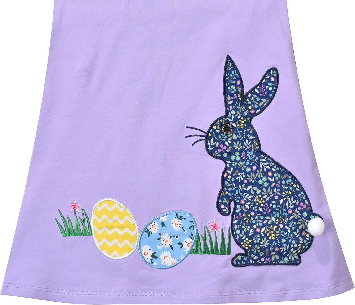 imageSunny Fashion Girls Dress Colorful Daisy Flower Rainbow Long Sleeve CottonPurple