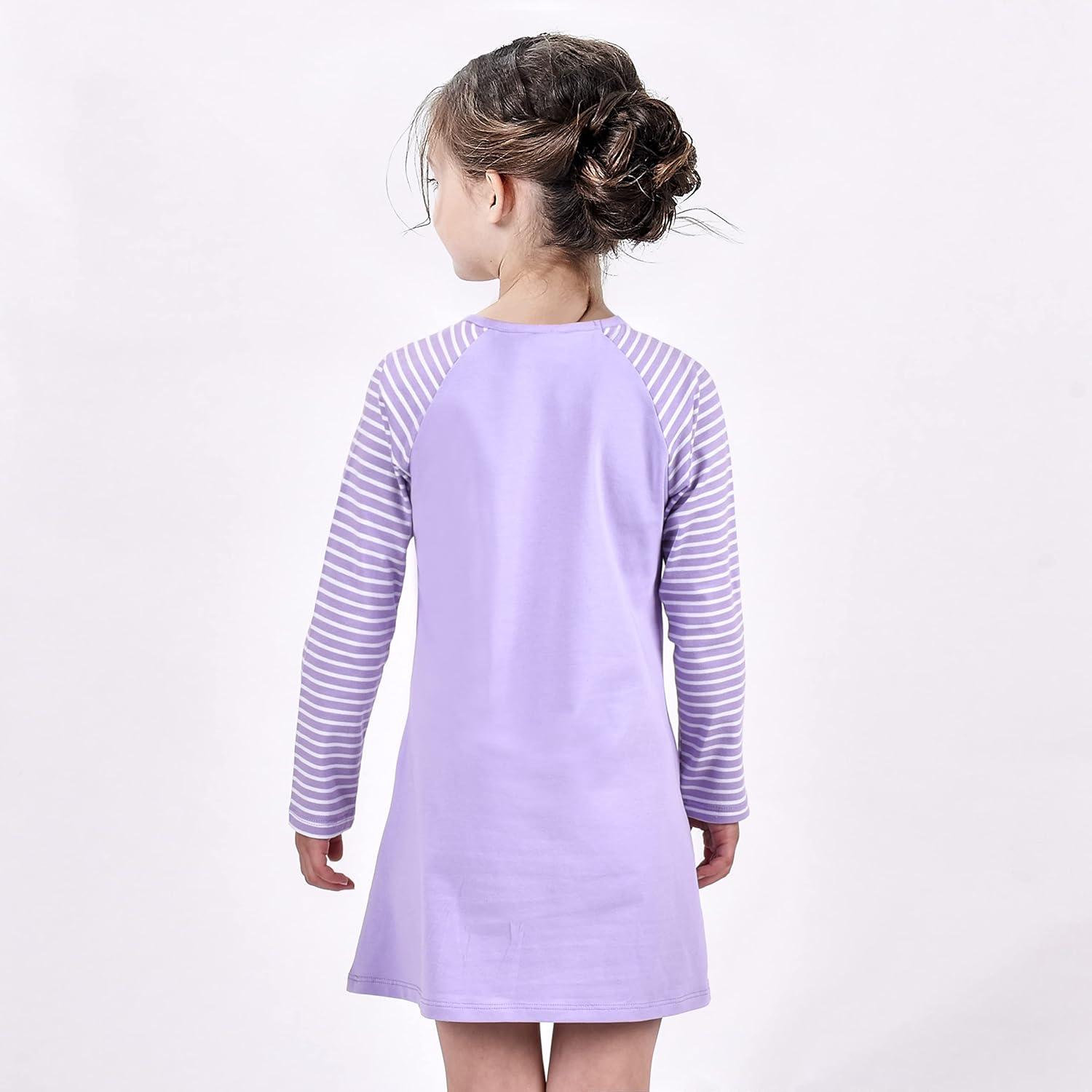 imageSunny Fashion Girls Dress Colorful Daisy Flower Rainbow Long Sleeve CottonPurple