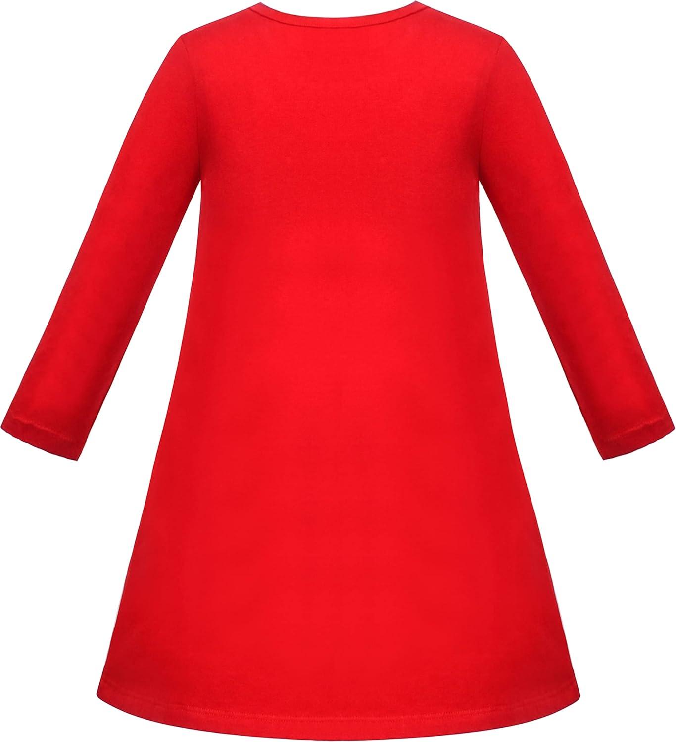 imageSunny Fashion Girls Dress Colorful Daisy Flower Rainbow Long Sleeve CottonRed Star