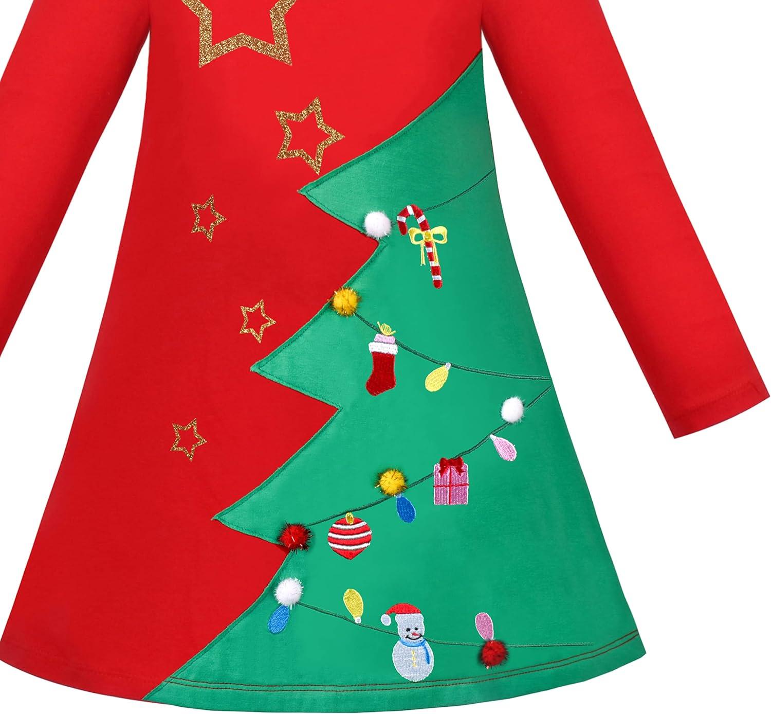 imageSunny Fashion Girls Dress Colorful Daisy Flower Rainbow Long Sleeve CottonRed Star