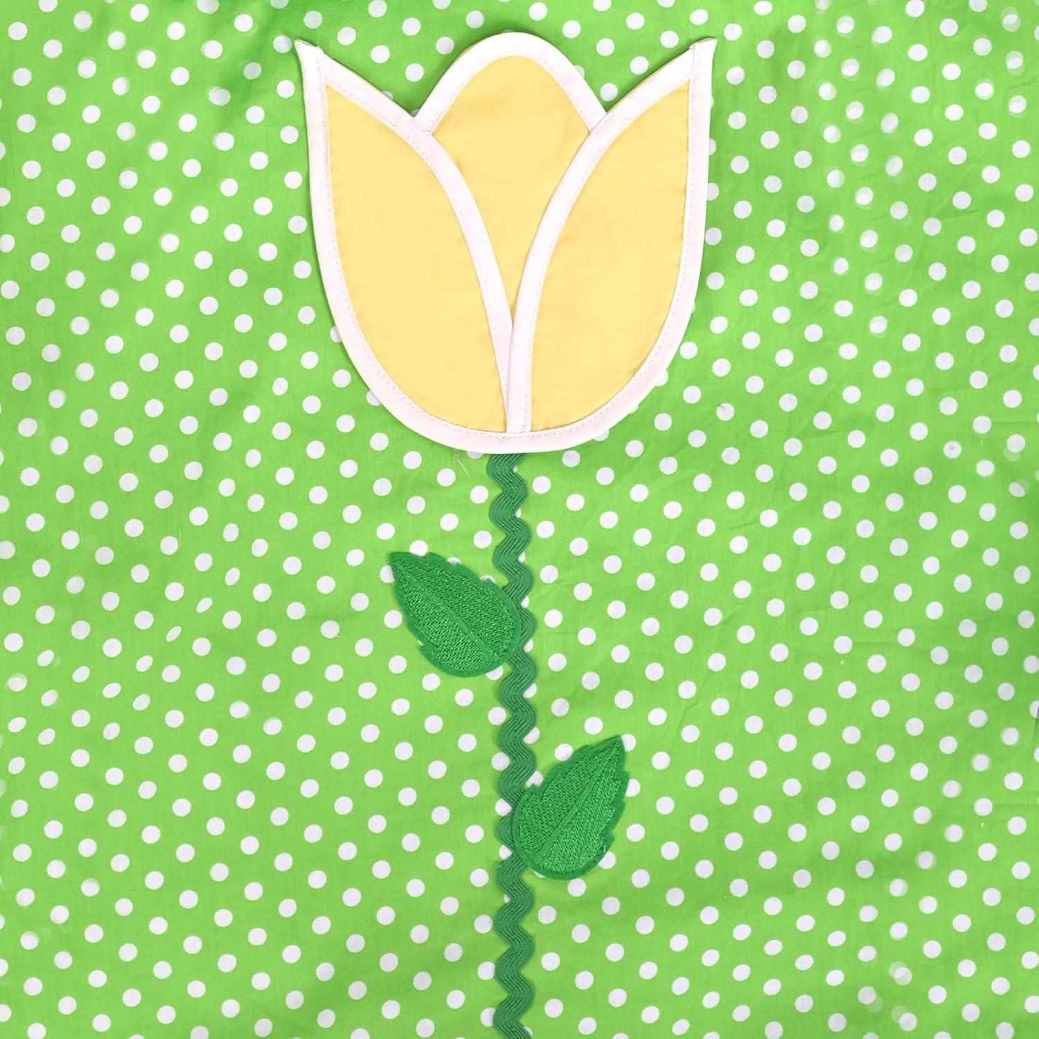 imageSunny Fashion Girls Dress Red Polka Dot Pocket Floral Summer Casual CottonGreen Tulip Pocket