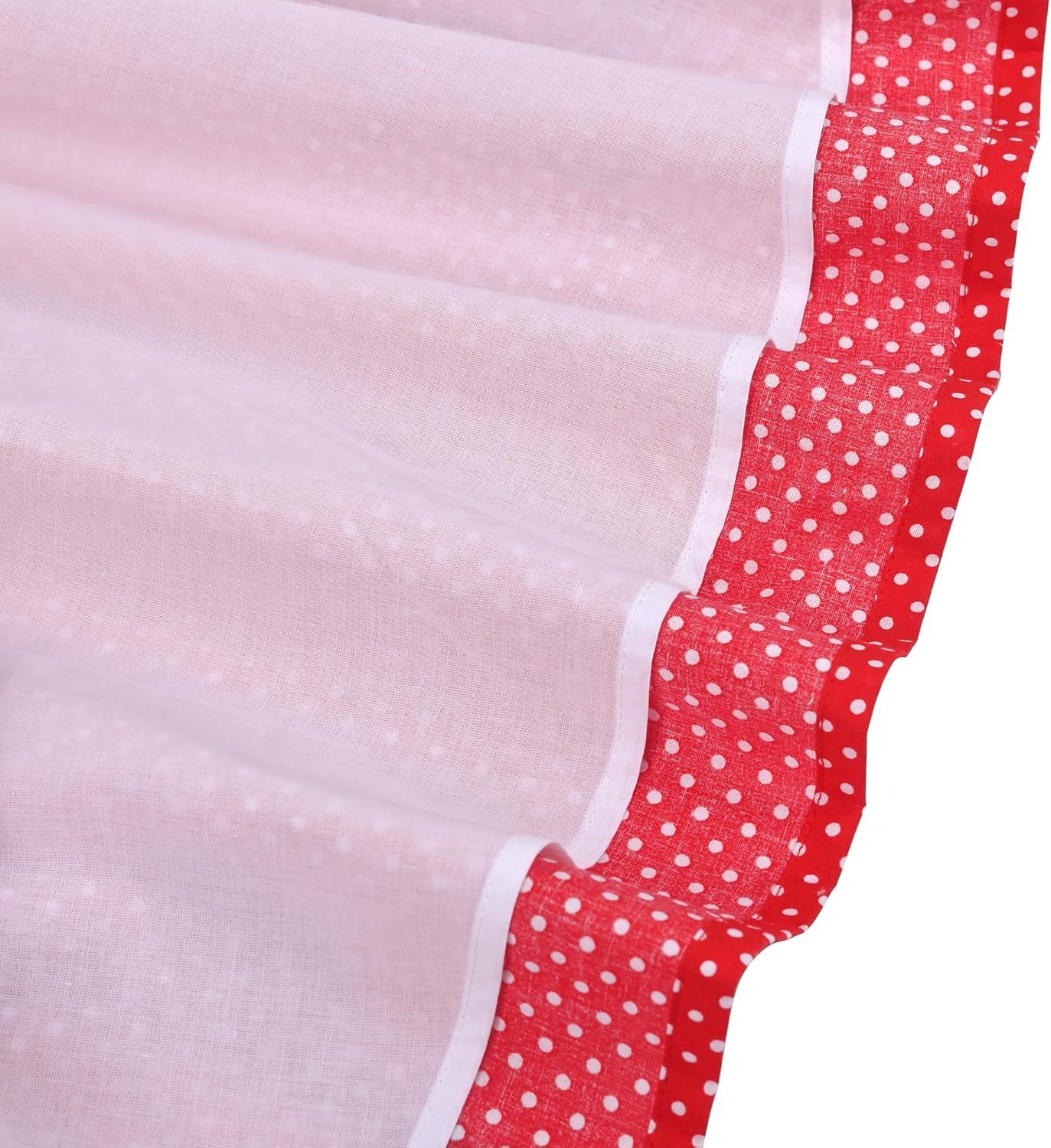 imageSunny Fashion Girls Dress Red Polka Dot Pocket Floral Summer Casual CottonRed