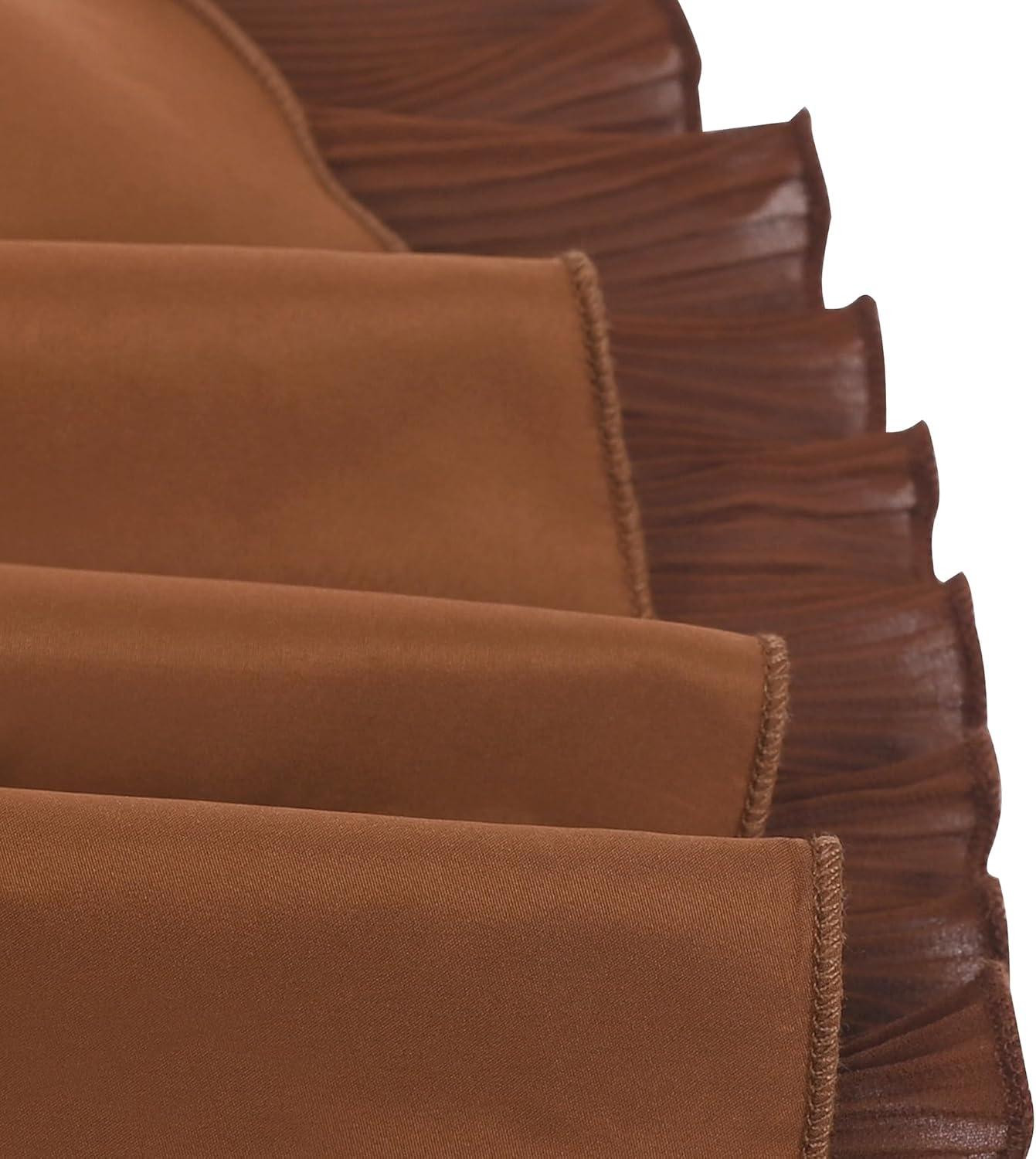 imageSunny Fashion Girls Dress Solid Ruffle Cap Sleeve Belt Hilo Pageant Wedding FormalBrown