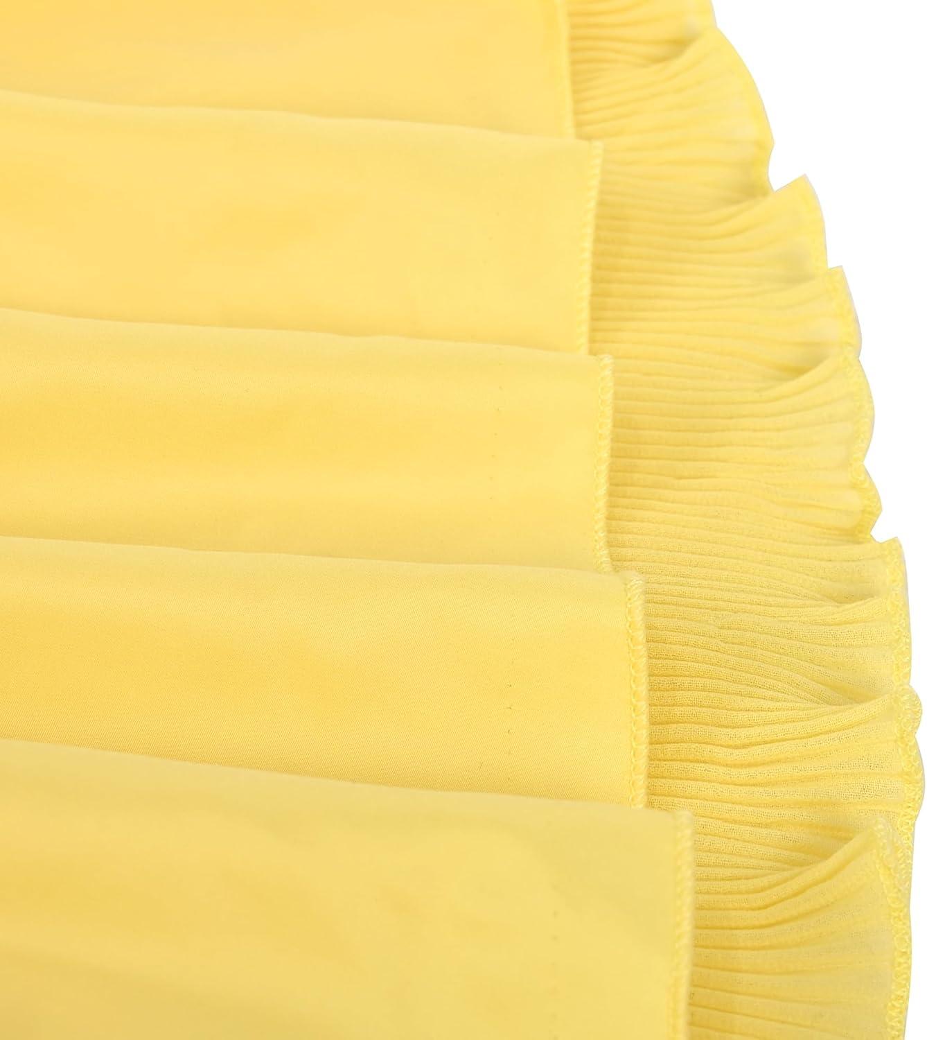 imageSunny Fashion Girls Dress Solid Ruffle Cap Sleeve Belt Hilo Pageant Wedding FormalYellow