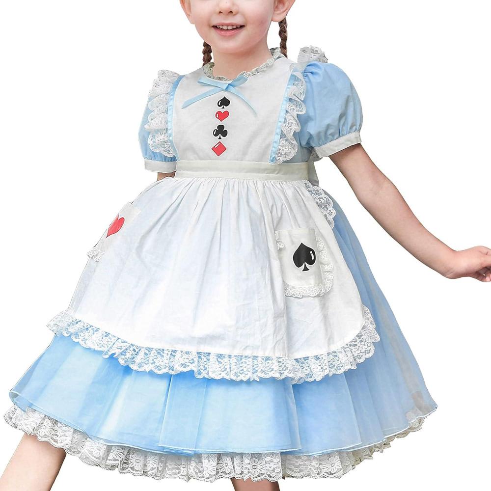 imageSunny Fashion Girls German Dirndl Dress Costumes for Bavarian Oktoberfest Vintage PinkBlue Poker