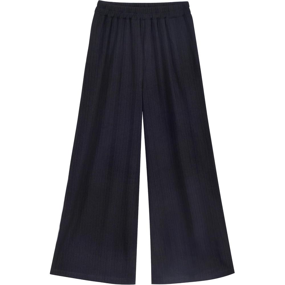 imageSunny Fashion Girls Pants Straight Leg Pants Brown Ribbed Knit Gym CasualBlack