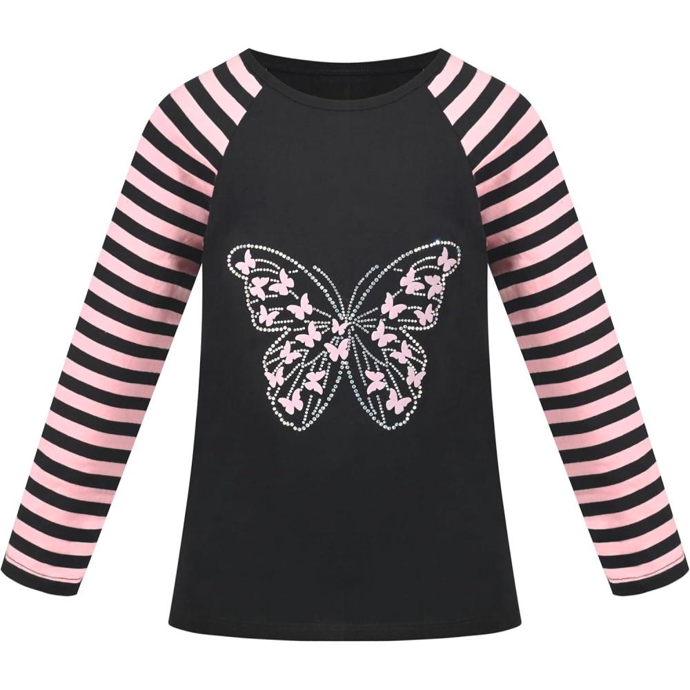 imageSunny Fashion Girls Top Shirt Long Sleeve Pullover Love Heart Valentine LooseBlue Butterfly