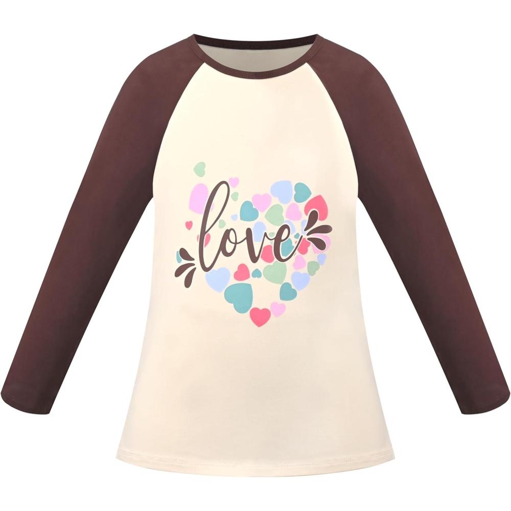 imageSunny Fashion Girls Top Shirt Long Sleeve Pullover Love Heart Valentine LooseYellow