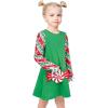 Sunny Fashion Girls Casual Dress Cotton Long Sleeve Kite Cloud Embroidered(Green Candy Cane)