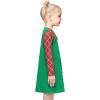 Sunny Fashion Girls Casual Dress Cotton Long Sleeve Kite Cloud Embroidered(Green Plaid)