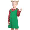 Sunny Fashion Girls Casual Dress Cotton Long Sleeve Kite Cloud Embroidered(Green Plaid)
