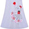 Sunny Fashion Girls Casual Dress Cotton Long Sleeve Kite Cloud Embroidered(Grey Red)