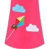 Sunny Fashion Girls Casual Dress Cotton Long Sleeve Kite Cloud Embroidered(Pink Stripes)