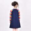 Sunny Fashion Girls Casual Dress Cotton Long Sleeve Kite Cloud Embroidered(Rainbow Bunny)