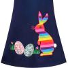 Sunny Fashion Girls Casual Dress Cotton Long Sleeve Kite Cloud Embroidered(Rainbow Bunny)