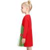 Sunny Fashion Girls Casual Dress Cotton Long Sleeve Kite Cloud Embroidered(Red Snowman)