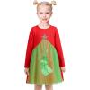 Sunny Fashion Girls Casual Dress Cotton Long Sleeve Kite Cloud Embroidered(Red Snowman)