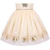 Sunny Fashion Girls Dress Beige Cream Sequin Heart Butterfly Tulle Skirt Long Sleeve(Beige)