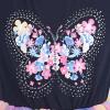 Sunny Fashion Girls Dress Beige Cream Sequin Heart Butterfly Tulle Skirt Long Sleeve(Blue Butterfly)
