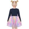 Sunny Fashion Girls Dress Beige Cream Sequin Heart Butterfly Tulle Skirt Long Sleeve(Blue Butterfly)