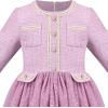 Sunny Fashion Girls Dress Beige Cream Sequin Heart Butterfly Tulle Skirt Long Sleeve(Light Purple)