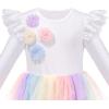 Sunny Fashion Girls Dress Beige Cream Sequin Heart Butterfly Tulle Skirt Long Sleeve(Multi-color)