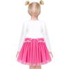 Sunny Fashion Girls Dress Beige Cream Sequin Heart Butterfly Tulle Skirt Long Sleeve(Pink Butterfly)