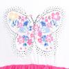 Sunny Fashion Girls Dress Beige Cream Sequin Heart Butterfly Tulle Skirt Long Sleeve(Pink Butterfly)