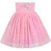 Sunny Fashion Girls Dress Beige Cream Sequin Heart Butterfly Tulle Skirt Long Sleeve(Pink Sequin)