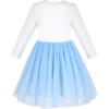 Sunny Fashion Girls Dress Beige Cream Sequin Heart Butterfly Tulle Skirt Long Sleeve(Rainbow Butterfly)