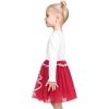 Sunny Fashion Girls Dress Beige Cream Sequin Heart Butterfly Tulle Skirt Long Sleeve(Red Butterfly)