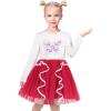 Sunny Fashion Girls Dress Beige Cream Sequin Heart Butterfly Tulle Skirt Long Sleeve(Red Butterfly)
