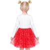 Sunny Fashion Girls Dress Beige Cream Sequin Heart Butterfly Tulle Skirt Long Sleeve(Red Circle)