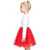 Sunny Fashion Girls Dress Beige Cream Sequin Heart Butterfly Tulle Skirt Long Sleeve(Red Circle)